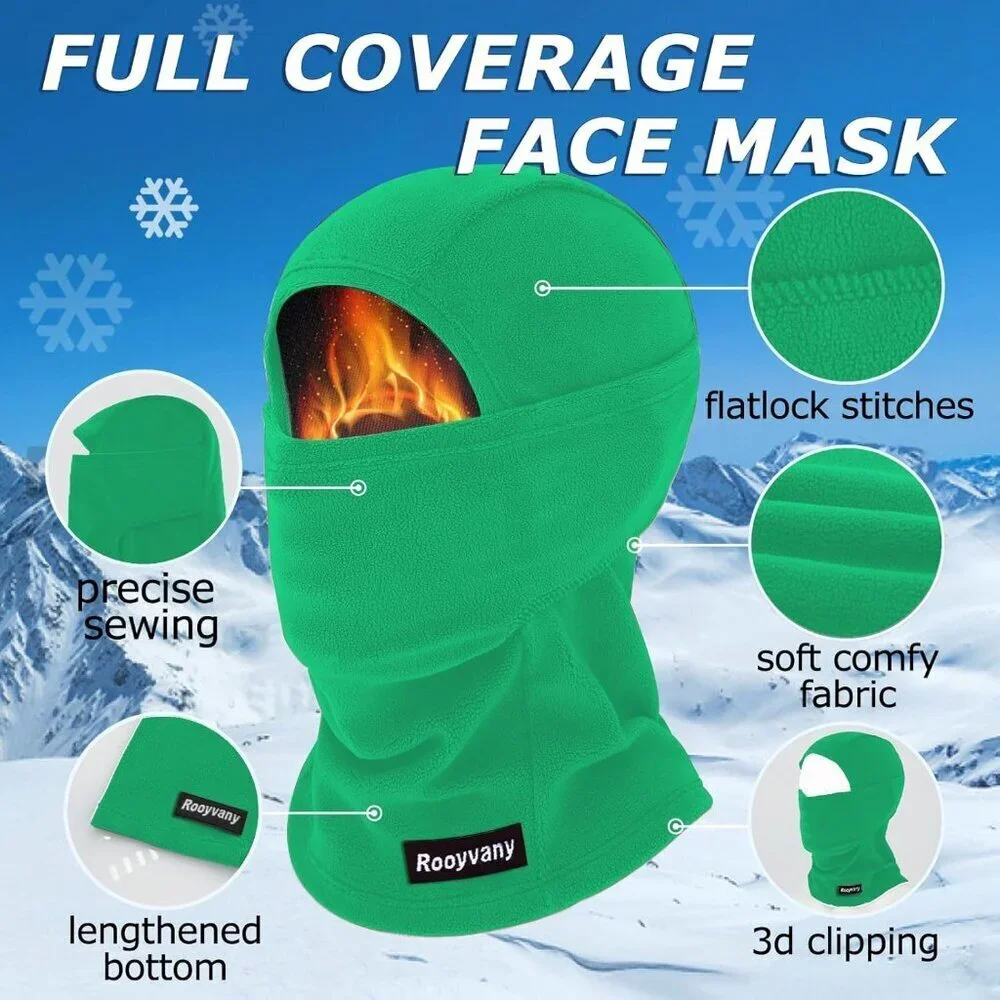 Women's Green Balaclava Mask Warm Windproof Lightweight Winter Face Mask